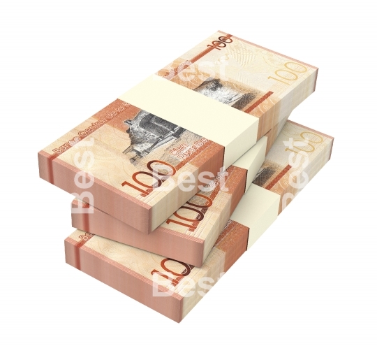 Dominican peso bills isolated on white with clipping path