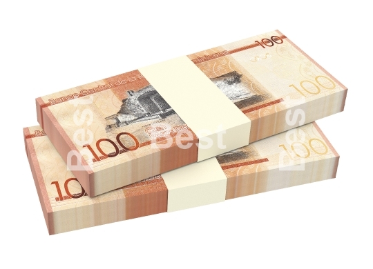 Dominican peso bills isolated on white with clipping path