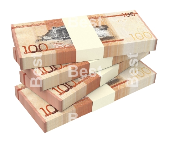 Dominican peso bills isolated on white with clipping path