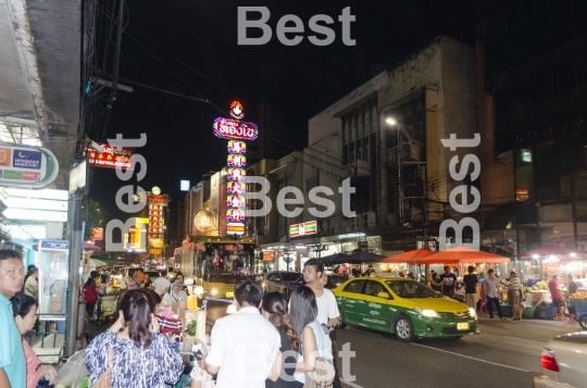 Downtown center at night in Bangkok