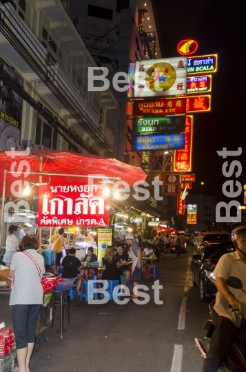 Downtown center at night in Bangkok