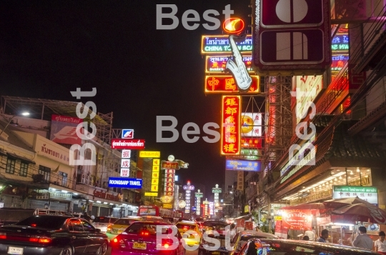 Downtown center at night in Bangkok