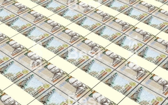East Caribbean dollar bills stacked background