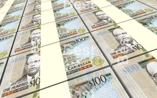East Caribbean dollar bills stacked background