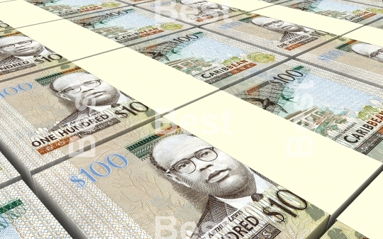 East Caribbean dollar bills stacked background