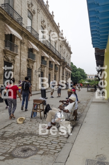 Elderly street musicians