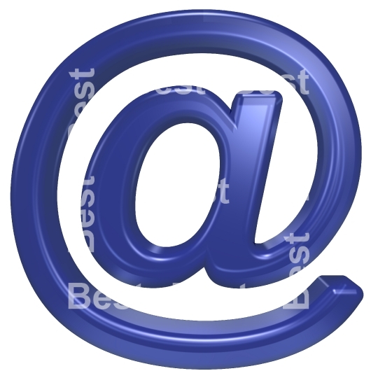Email sign from blue glass alphabet set