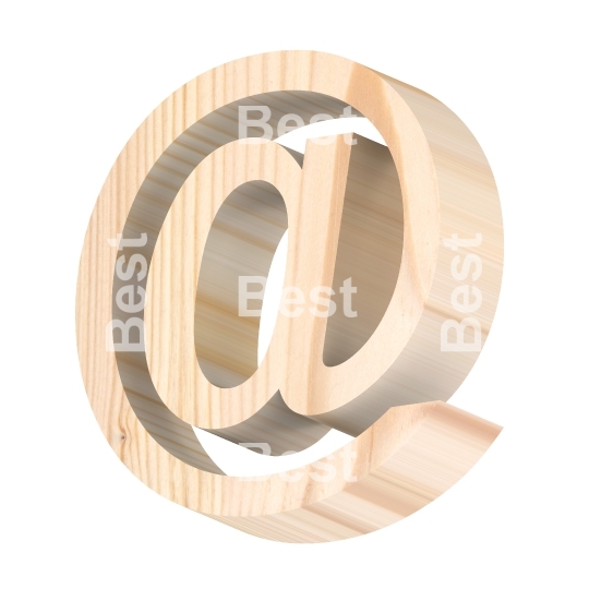 E-mail sign from pine wood alphabet set isolated over white
