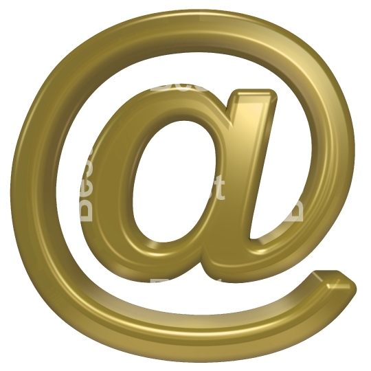 E-mail sign from yellow glass alphabet set, isolated on white.