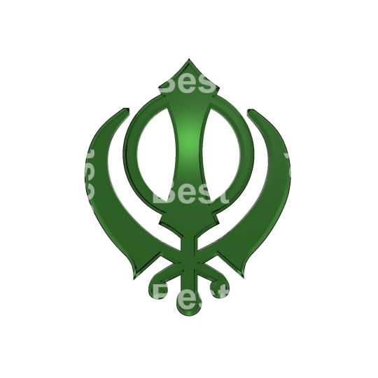 Emerald sikhism symbol. 