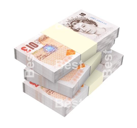 English money isolated on white background
