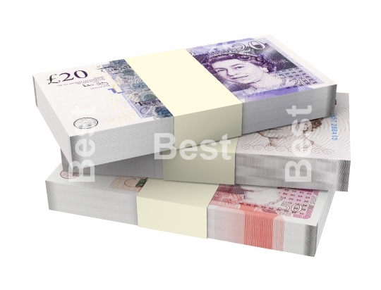 English money isolated on white background