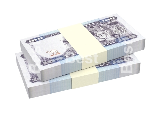 Eritrean nakfa bills isolated on white background