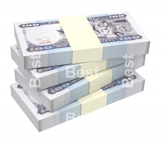 Eritrean nakfa bills isolated on white background