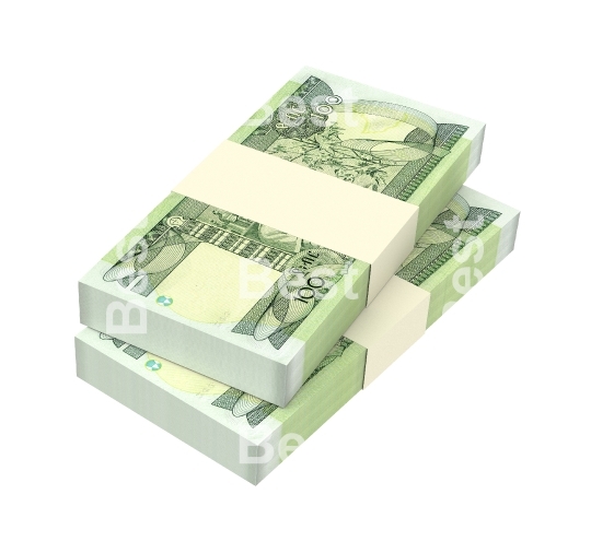 Ethiopian birr bills isolated on white background