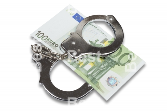 Euro banknotes and handcuffs
