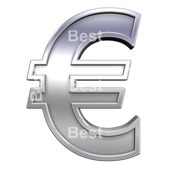Euro sign from chrome with frame alphabet set