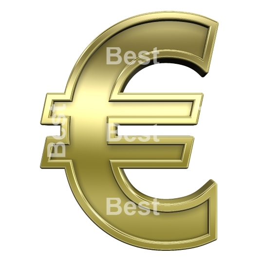 Euro sign from shiny gold with frame alphabet set