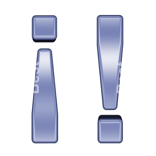 Exclamation mark from blue chrome alphabet set