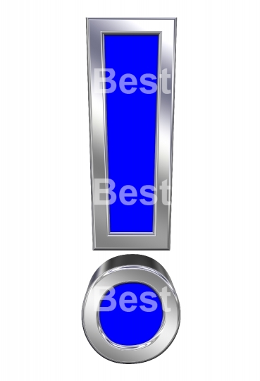 Exclamation mark sign from blue with chrome frame alphabet set