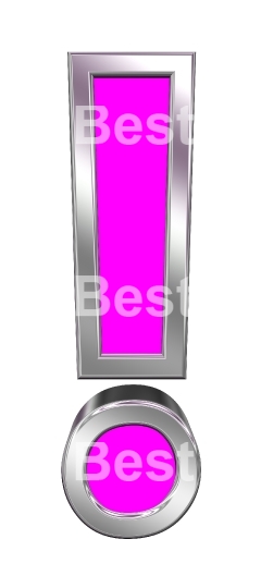 Exclamation mark sign from pink with chrome frame alphabet set