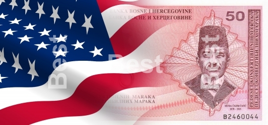 Flag of the United States with Bosnia and Herzegovina money