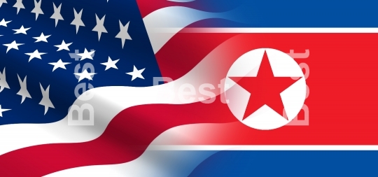 Flag of the United States with Korea North