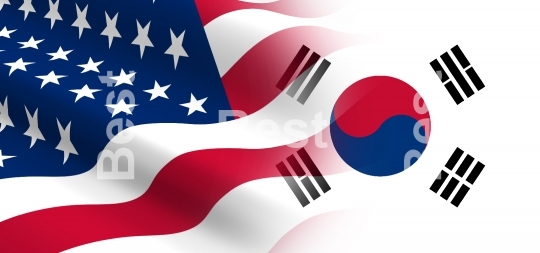 Flag of the United States with Korea South
