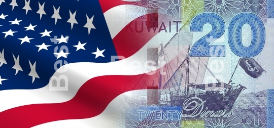 Flag of the United States with Kuwait money