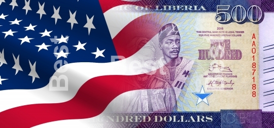 Flag of the United States with Liberian money