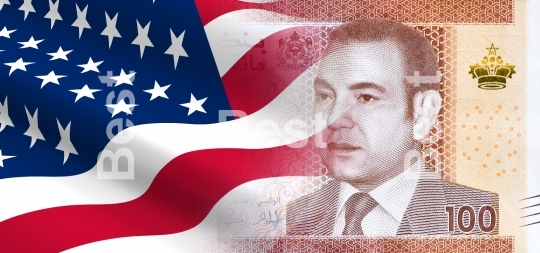Flag of the United States with Morrocan money