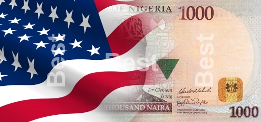 Flag of the United States with Nigeria money