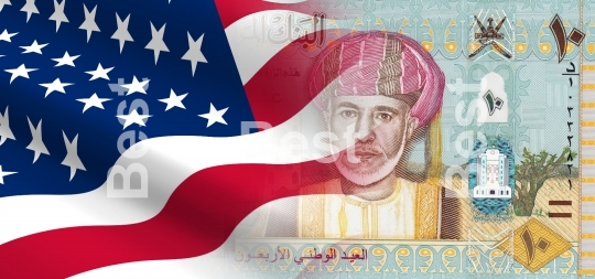 Flag of the United States with Omani money