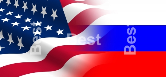 Flag of the United States with Russia