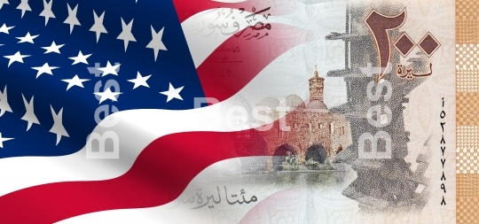Flag of the United States with Syrian money