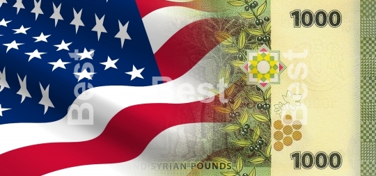 Flag of the United States with Syrian money