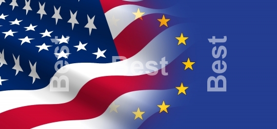 Flag of the United States with the European Union