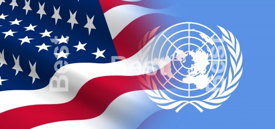 Flag of the United States with United Nations organization