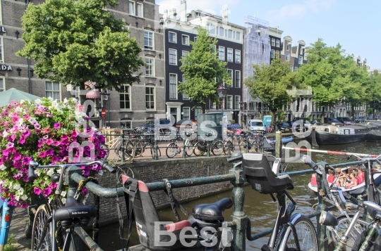 Flowers with bicycles in Amsterdam