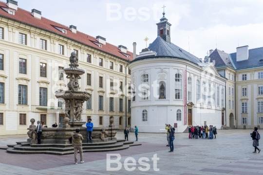 Fountain and Treasury in Prague Castle