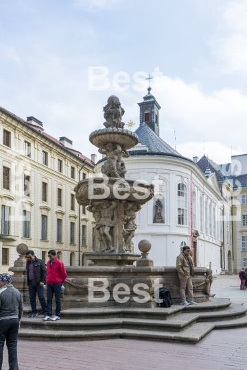 Fountain and Treasury in Prague Castle