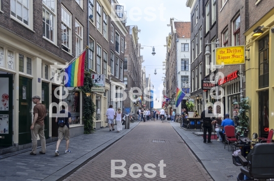 Gay rainbow flag in Amsterdam