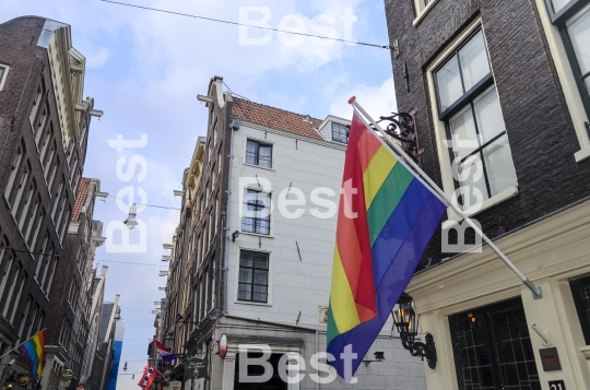 Gay rainbow flag in Amsterdam