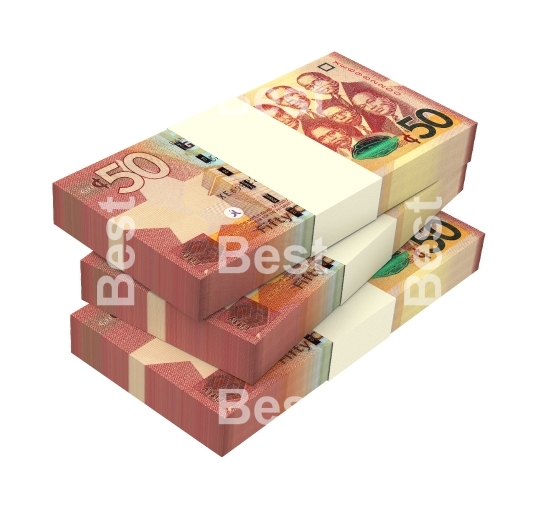 Ghanaian cedi bills isolated on white background