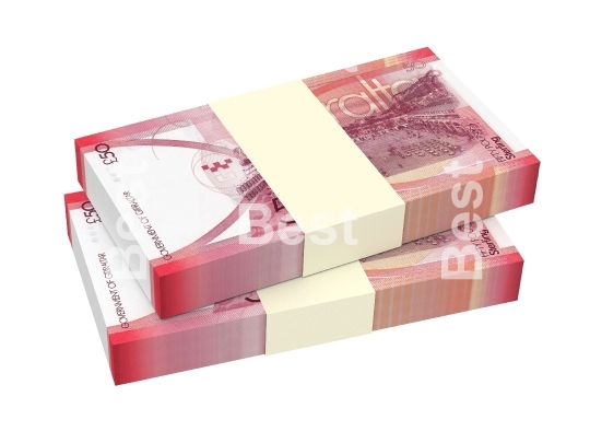 Gibraltar pound bills isolated on white background