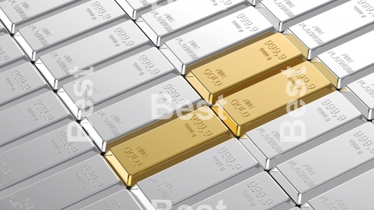 Gold and platinum ingots.