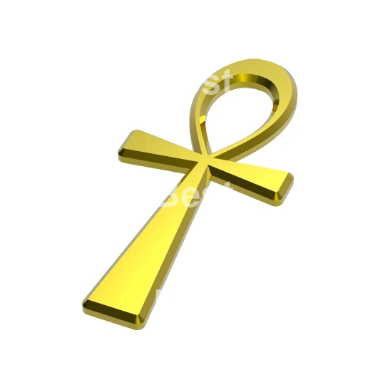 Gold ankh symbol isolated on the white. 