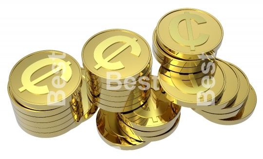 Gold coins isolated on a white background.