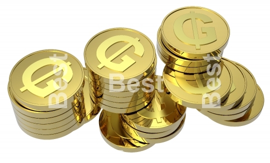 Gold coins isolated on a white background.