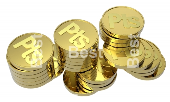 Gold coins isolated on a white background.